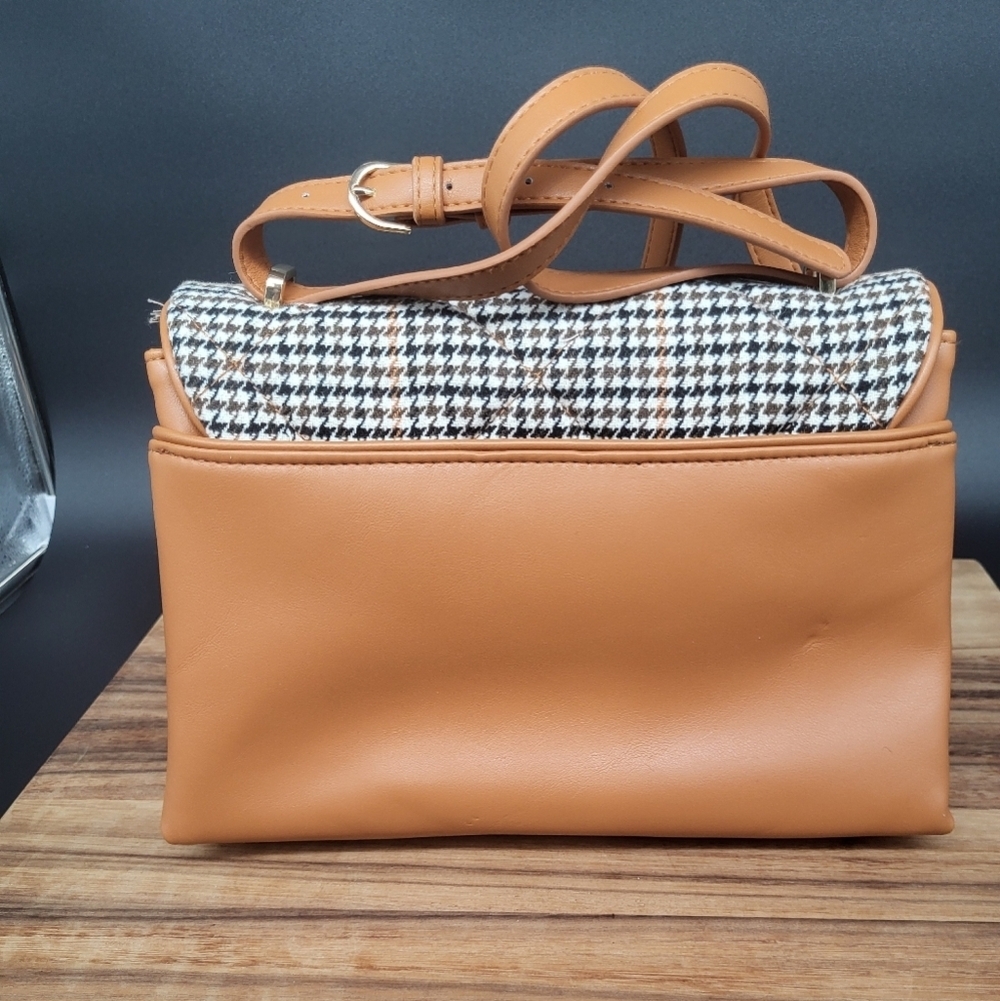 A New Day Tan & Black Houndstooth Bag, Adj., Detachable Strap Gold Hardware NWOT - Picture 12 of 12